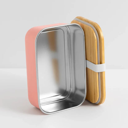 Lunch Box mit Bambusdeckel - personalisierbar - Hellrosa