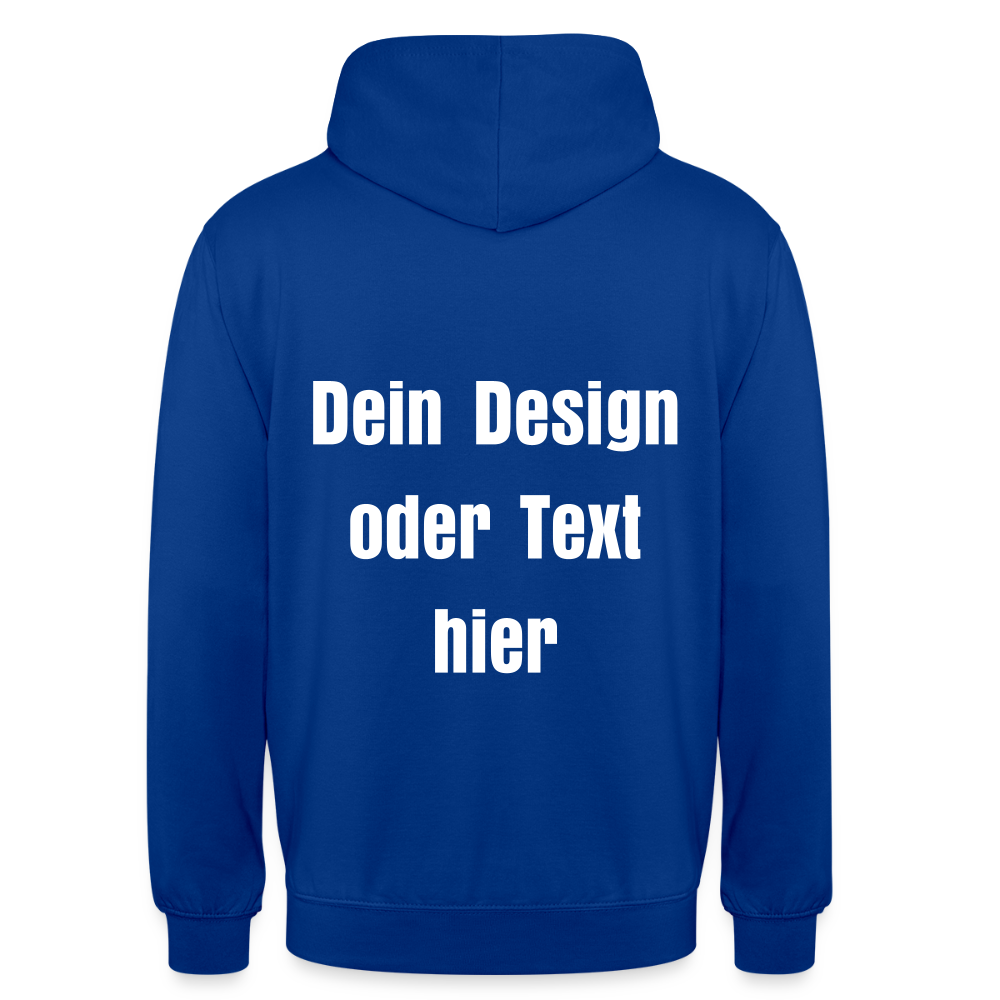 Unisex Hoodie - personalisierbare Vorder- und Rückseite - Royalblau