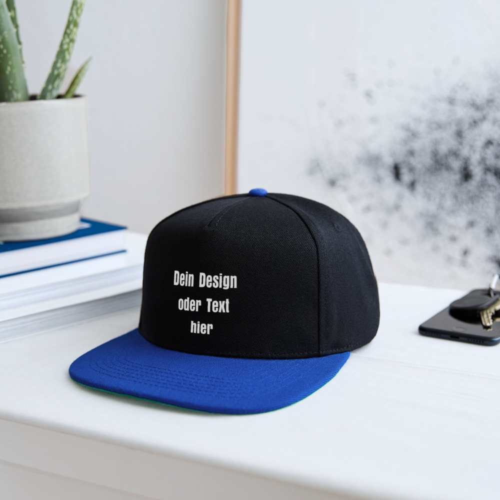 Snapback Cap - personalisierbar - Schwarz/Königsblau