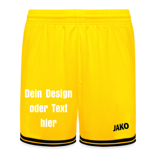 JAKO Kinder Basketball Short Center 2.0 - personalisierbar - Gelb/Schwarz