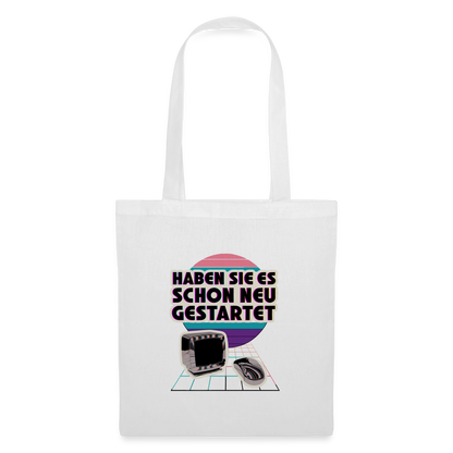 Haben Sie es schon neu gestartet? Vaporwave-Motiv Stoffbeutel, Farbe Weiß