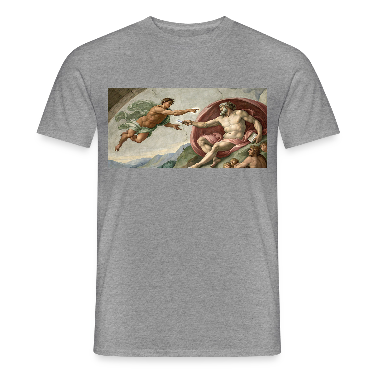 Die Schnittstelle. Renaissance-Motiv Motiv-T-Shirt für Männer, Farbe Graphit meliert