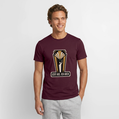 "Licht aus. Ich auch. Art-déco-Motiv" Motiv-T-Shirt für Männer, Farbe Ziegelrot