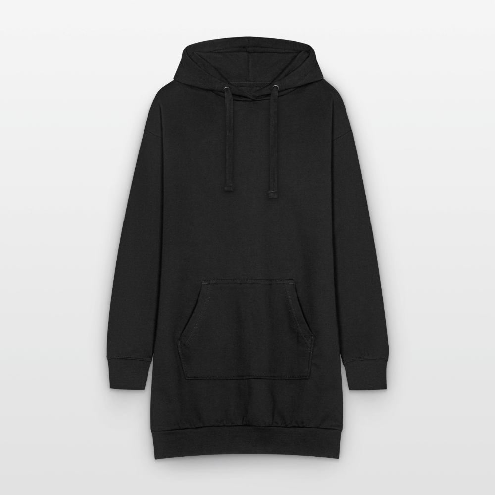 Hoodie-Kleid / Kapuzenpullover in Kleidlänge - personalisierbare Vorder- und Rückseite - Schwarz
