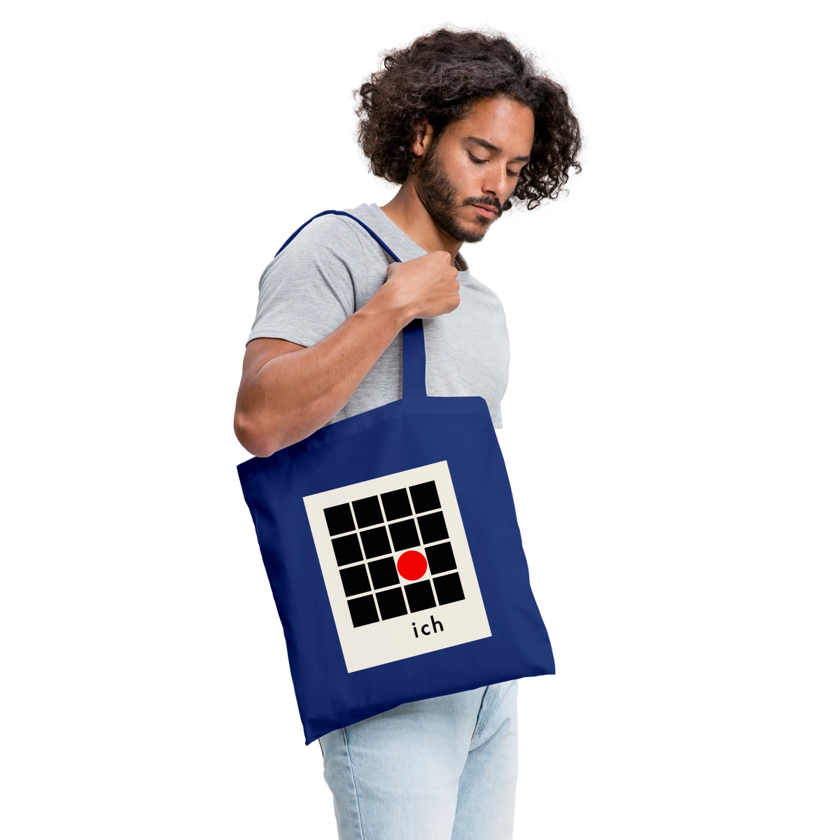 Ich bin die Ausnahme. Stoffbeutel, Farbe Royalblau, Model