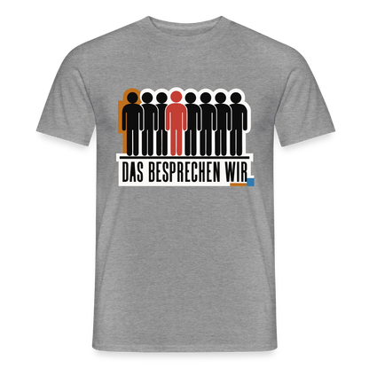 "Das besprechen wir. Isotype-Motiv" Motiv-T-Shirt für Männer, Farbe Graphit meliert