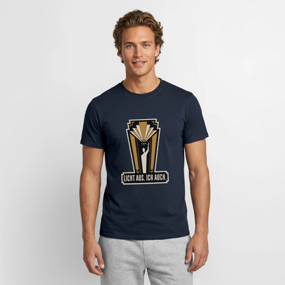 "Licht aus. Ich auch. Art-déco-Motiv" Motiv-T-Shirt für Männer, Farbe Navy