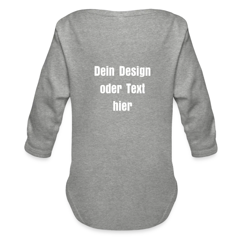 Baby Bio-Langarm-Body - personalisierbar - Grau meliert