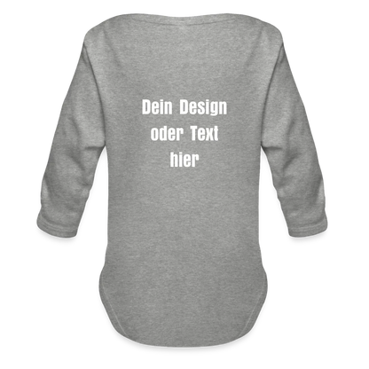 Baby Bio-Langarm-Body - personalisierbar - Grau meliert