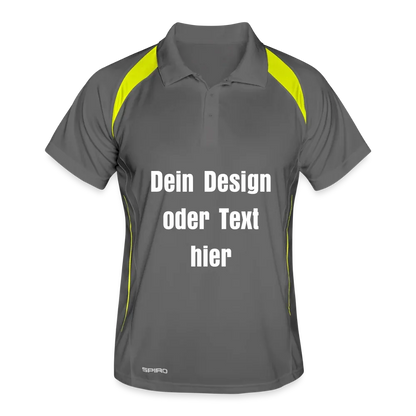 Männer Polo atmungsaktiv - personalisierbar - Grau/Limette