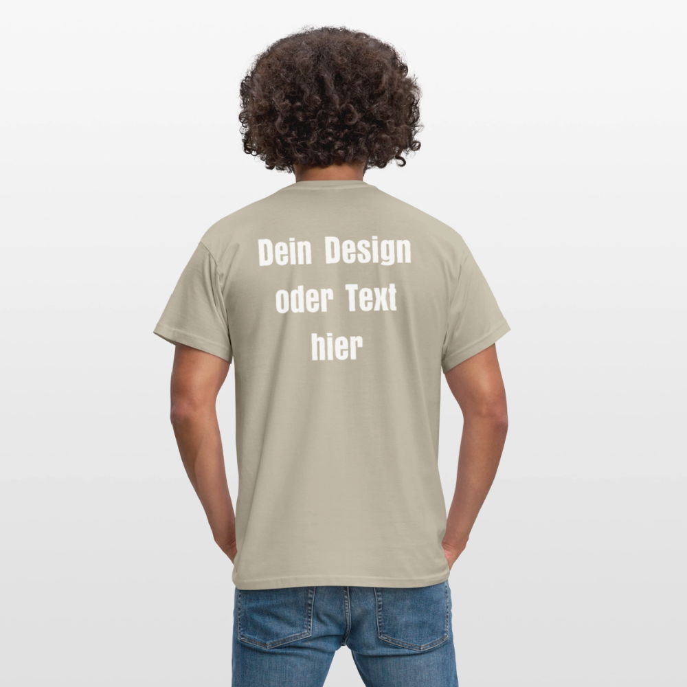 Männer T-Shirt - personalisierbare Vorder- und Rückseite - Sandbeige