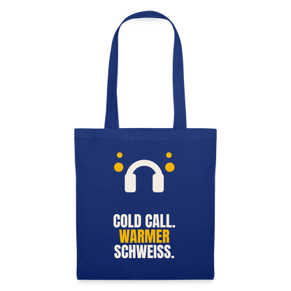 Cold Call. Warmer Schweiß. Stoffbeutel, Farbe Royalblau
