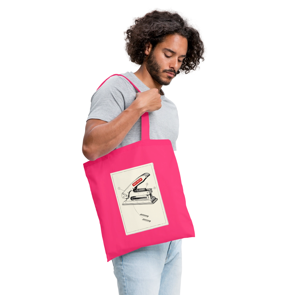 Meiner. Der Tacker kommt mit. Stoffbeutel, Farbe Azalea, Model