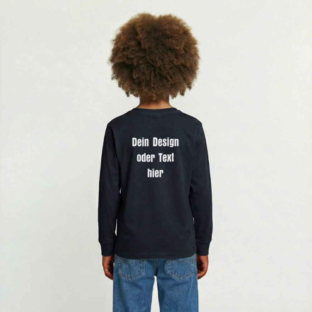 Teenager Premium Langarmshirt - personalisierbare Vorder- und Rückseite - Navy