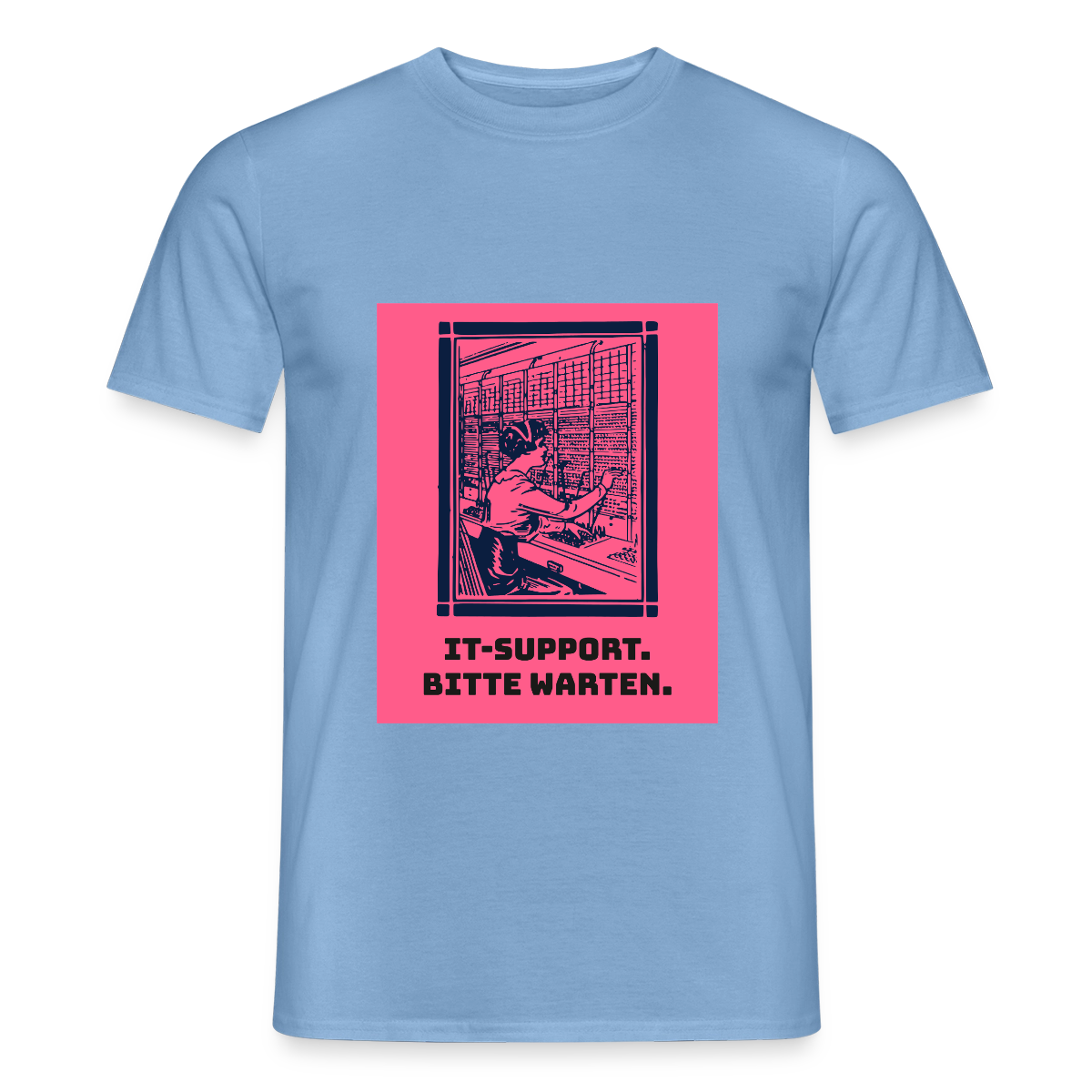 IT-Support. Bitte warten. Duotone-Motiv Motiv-T-Shirt für Männer, Farbe Carolina Blue