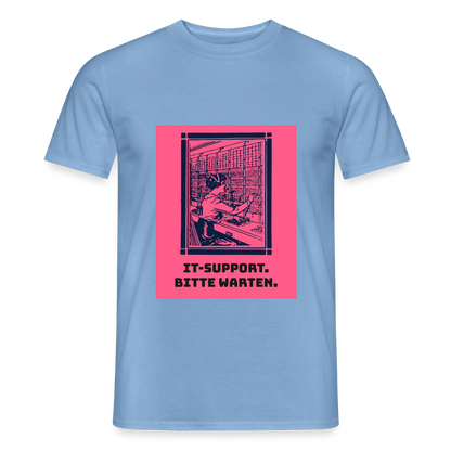 IT-Support. Bitte warten. Duotone-Motiv Motiv-T-Shirt für Männer, Farbe Carolina Blue
