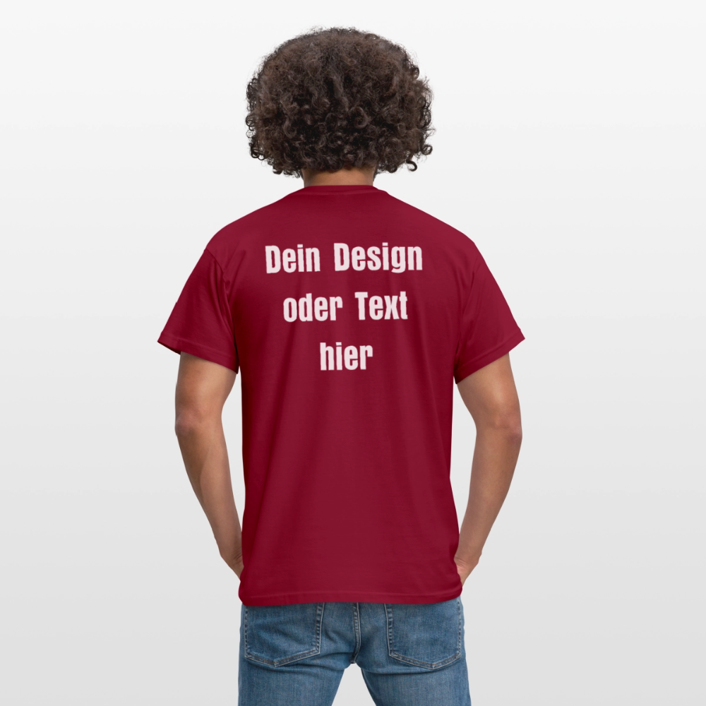 Männer T-Shirt - personalisierbare Vorder- und Rückseite - Ziegelrot