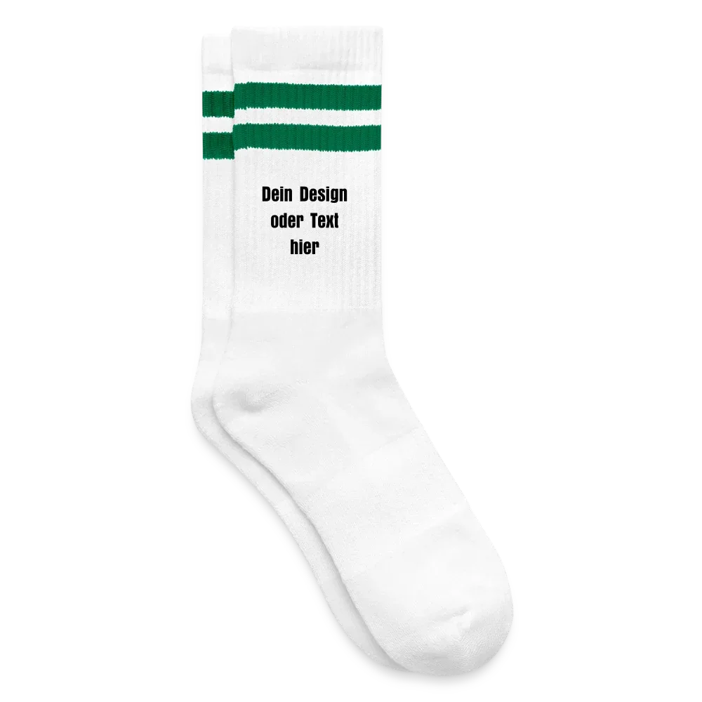 Tennissocken gestreift - personalisierbar - Weiß/Grün