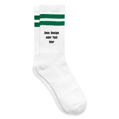 Tennissocken gestreift - personalisierbar - Weiß/Grün