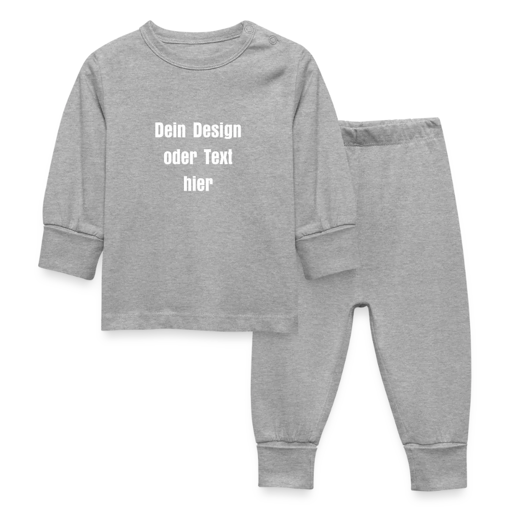 Baby Schlafanzug - Vorder- und Rückseite personalisierbar - Grau meliert