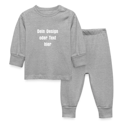 Baby Schlafanzug - Vorder- und Rückseite personalisierbar - Grau meliert