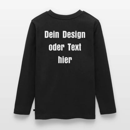 Teenager Premium Langarmshirt - personalisierbare Vorder- und Rückseite - Schwarz