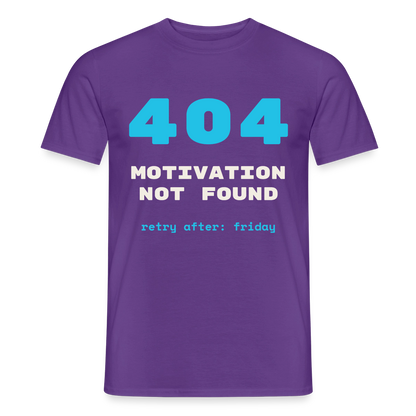 404 Motivation not found. Retry after: friday Motiv-T-Shirt für Männer, Farbe Lila