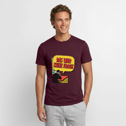 "Das war keine Frage. Popart-Motiv" Motiv-T-Shirt für Männer, Farbe Ziegelrot
