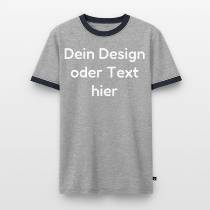 Männer Kontrast-T-Shirt - personalisierbare Vorder- und Rückseite - Grau/Navy 