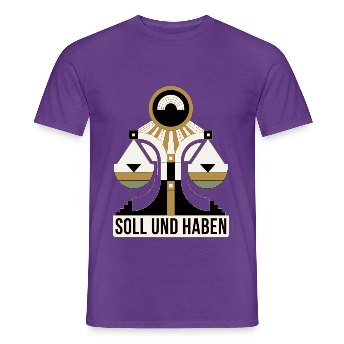 "Soll und Haben. Art-déco-Motiv" Motiv-T-Shirt für Männer, Farbe Lila