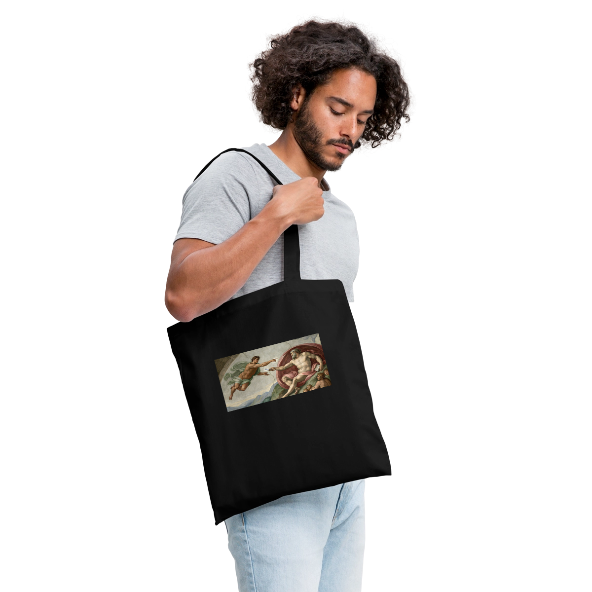 Die Schnittstelle. Renaissance-Motiv Stoffbeutel, Farbe Schwarz, Model