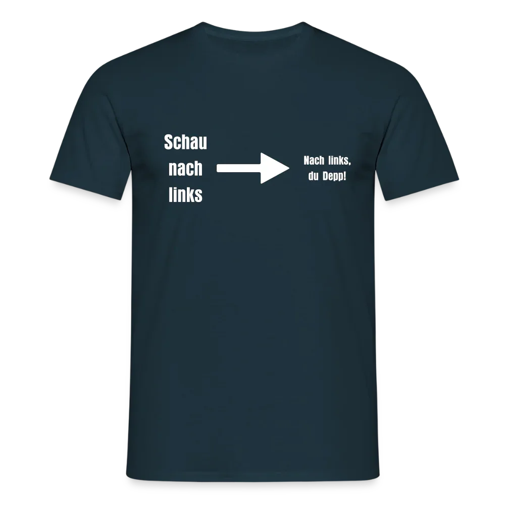 "Schau nach links" Motiv-T-Shirt für Männer - Navy