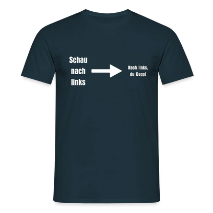 "Schau nach links" Motiv-T-Shirt für Männer - Navy