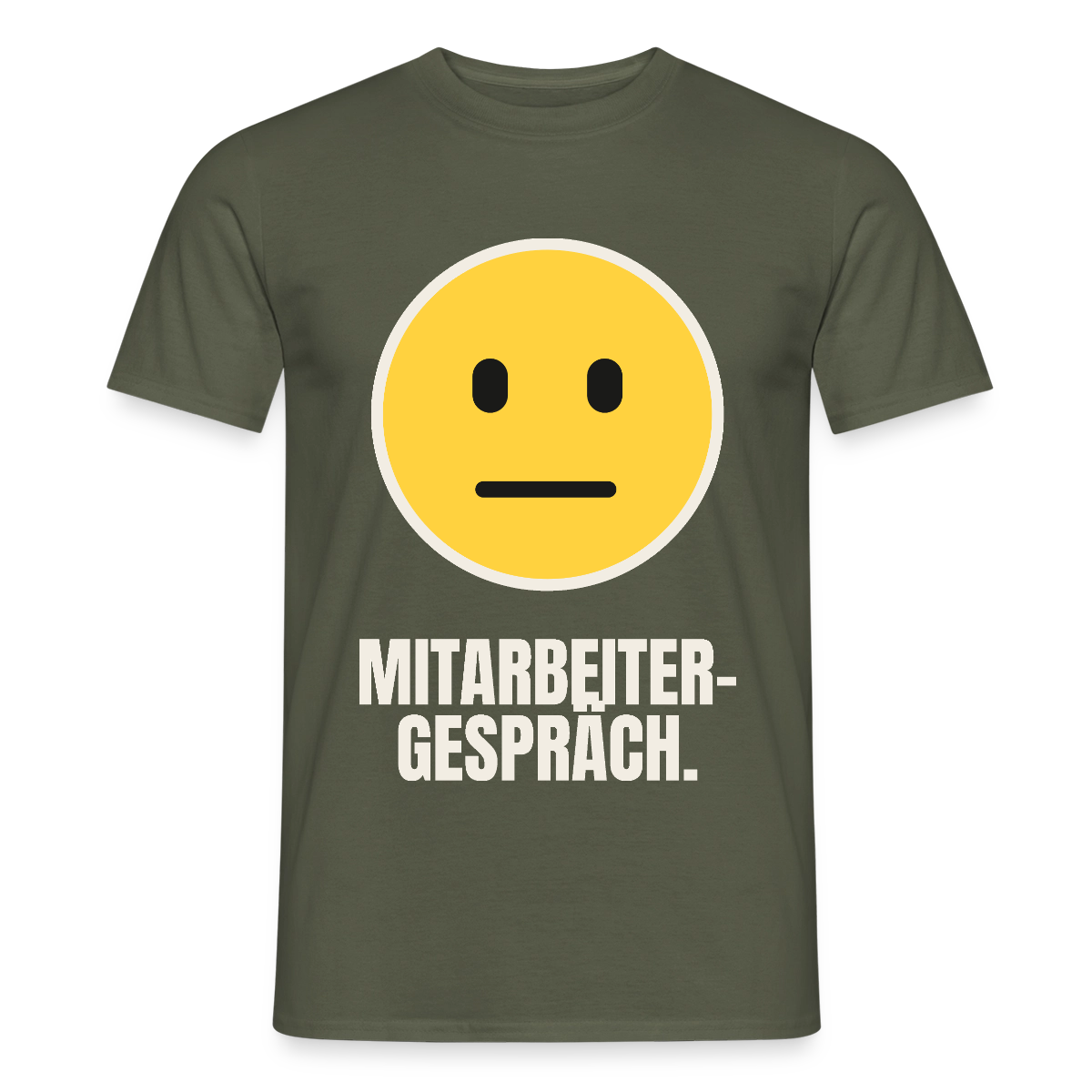 Mitarbeitergespräch. Motiv-T-Shirt für Männer, Farbe Militärgrün