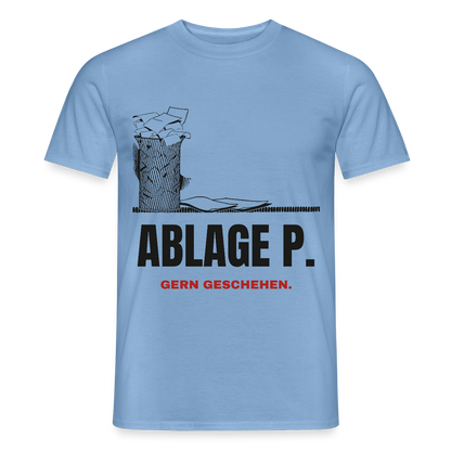 "Ablage P. Gern geschehen." Motiv-T-Shirt für Männer, Farbe Carolina Blue