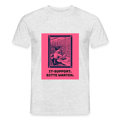 IT-Support. Bitte warten. Duotone-Motiv Motiv-T-Shirt für Männer, Farbe Grau meliert