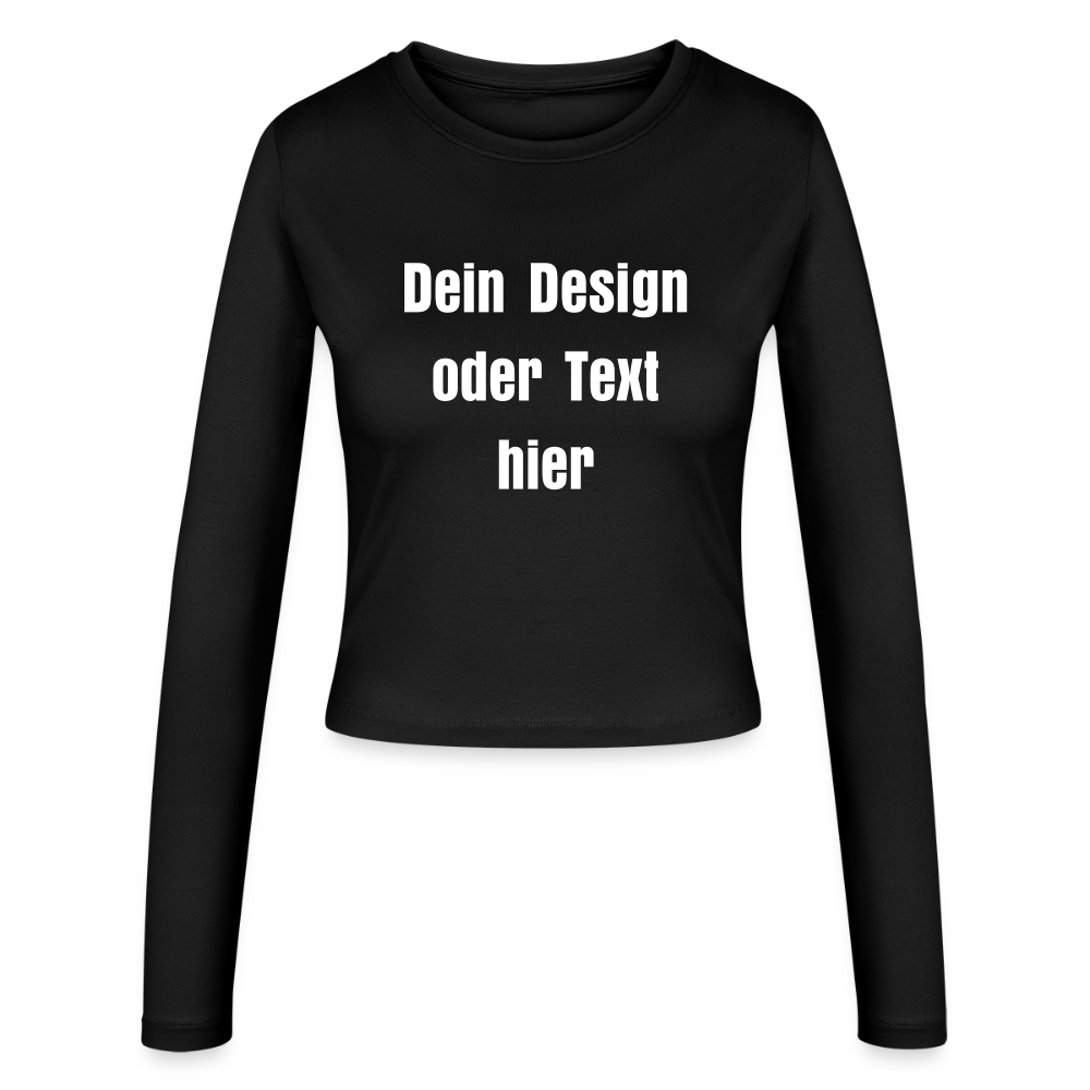 Frauen Slim Fit Langarmshirt - personalisierbare Vorder- und Rückseite - Schwarz