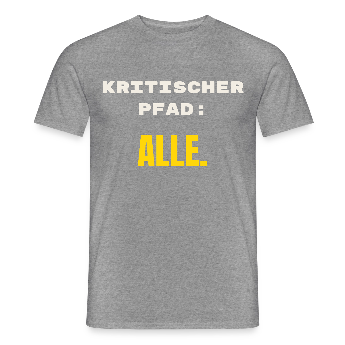 Kritischer Pfad: alle. Motiv-T-Shirt für Männer, Farbe Graphit meliert