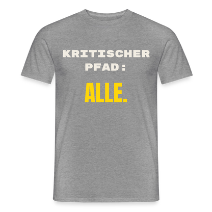 Kritischer Pfad: alle. Motiv-T-Shirt für Männer, Farbe Graphit meliert