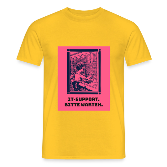 IT-Support. Bitte warten. Duotone-Motiv Motiv-T-Shirt für Männer, Farbe Gelb