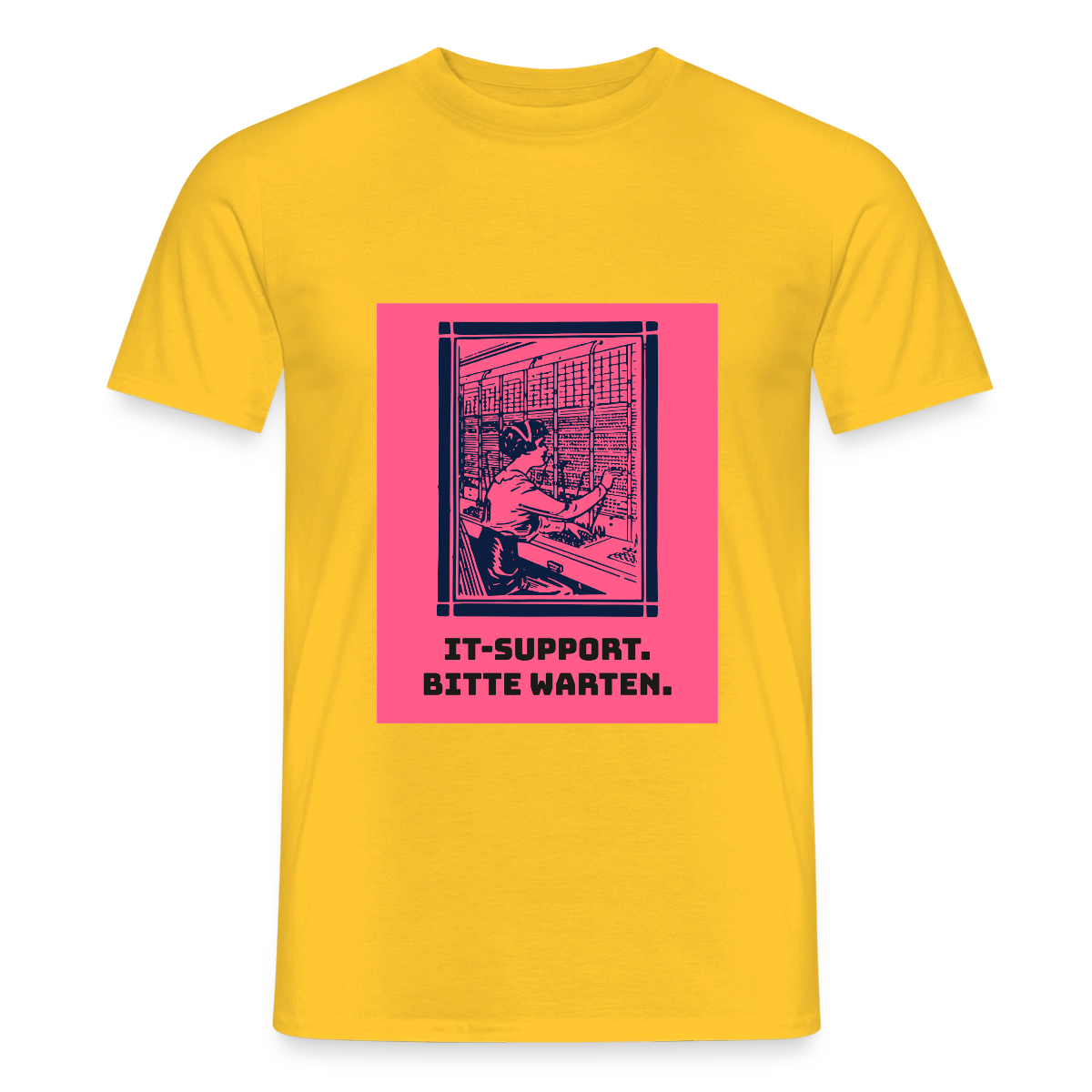 IT-Support. Bitte warten. Duotone-Motiv Motiv-T-Shirt für Männer, Farbe Gelb