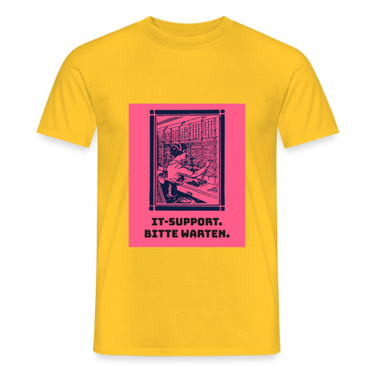 IT-Support. Bitte warten. Duotone-Motiv Motiv-T-Shirt für Männer, Farbe Gelb