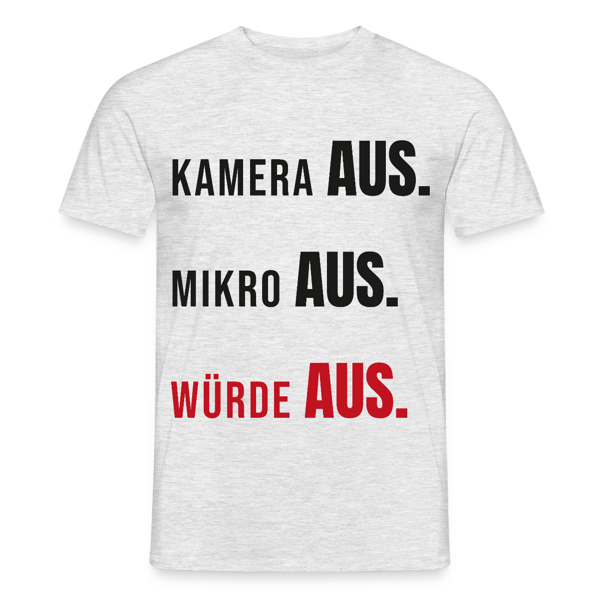 Kamera aus, Würde aus Motiv-T-Shirt für Männer, Farbe Grau meliert
