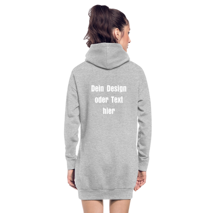 Hoodie-Kleid / Kapuzenpullover in Kleidlänge - personalisierbare Vorder- und Rückseite - Grau meliert