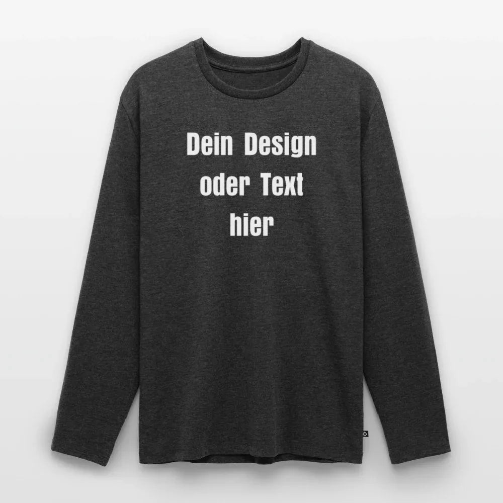 Männer Premium Bio Langarmshirt - personalisierbare Vorder- und Rückseite - Anthrazit meliert