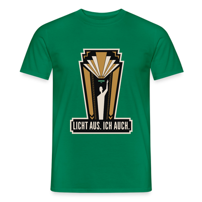 "Licht aus. Ich auch. Art-déco-Motiv" Motiv-T-Shirt für Männer, Farbe Kelly Green