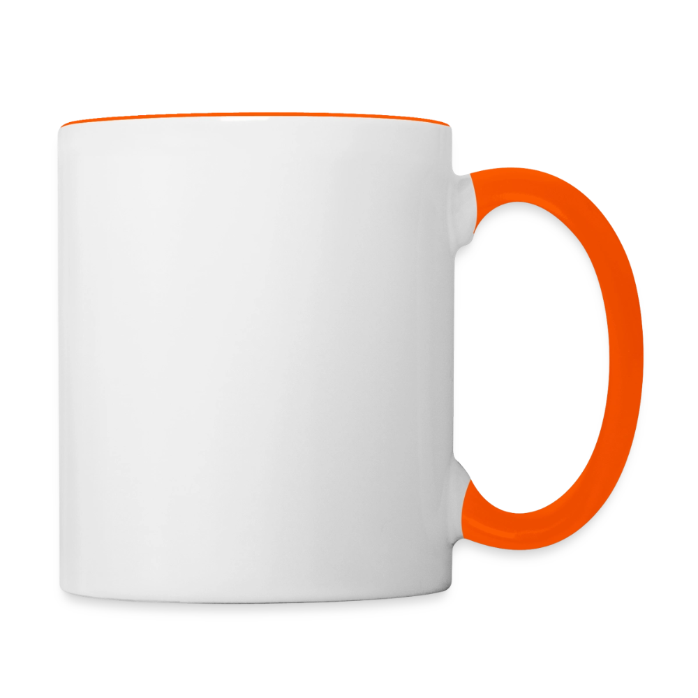Keramiktasse zweifarbig 325ml - personalisierbar - Weiß/Orange