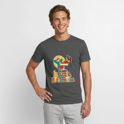"In Rente. Nicht erreichbar. Midcentury-Motiv" Motiv-T-Shirt für Männer, Farbe Anthrazit
