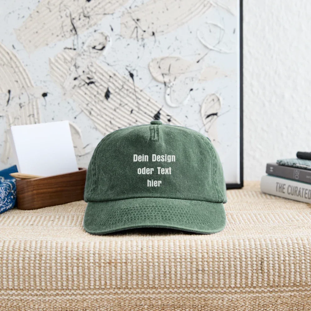 Vintage Dad Hat / Baseball Cap (100% Baumwolle) – personalisierbar - Vintage Flaschengrün 