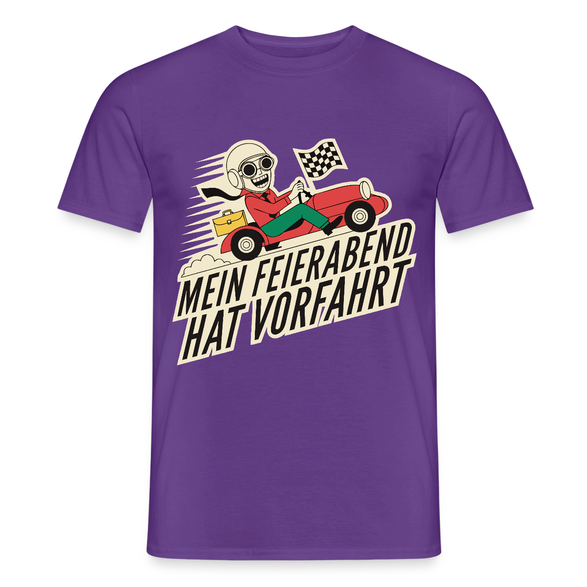 Mein Feierabend hat Vorfahrt. Motiv-T-Shirt für Männer, Farbe Lila